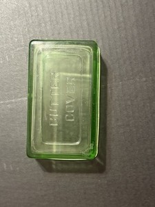 Vtg. Hazel Atlas Green Uranium Depression Glass 6" Butter Embossed Cover Only