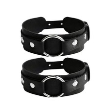 2pcs Leather Arm Bands for Men, Punk Bracelets Adjustable Upper 1, Black