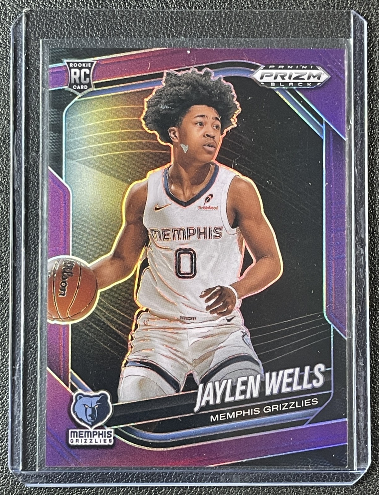 JAYLEN WELLS 2024-25 PANINI PRIZM BLACK #34 ROOKIE PURPLE RC 52/99 GRIZZLIES