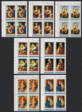 Eq. Guinea Paintings Madonnas Christmas 4v Blocks of 4 1972 MNH Sc#7223-7231