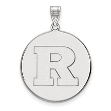 Sterling Silver LogoArt Rutgers University Letter R Extra Large Disc Pendant