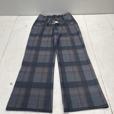 Fashion Nova Dress Pants Womens 1X Blue Feeling Preppy Plaid Ponte Wide Leg