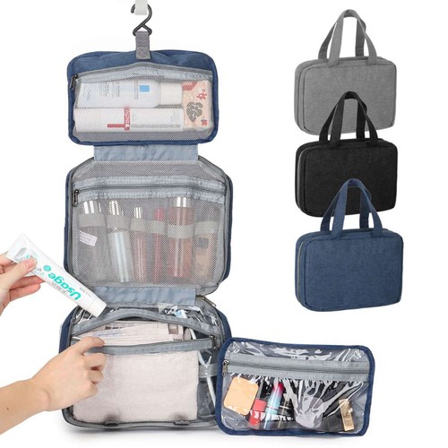 Unisex Large Hanging Travel Toiletry Bag Portable Makeup Organizer Cosmetic Bag - Picture 3 of 17
