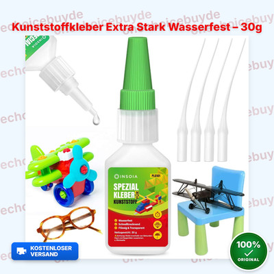 Kunststoffkleber Extra Stark Wasserfest   30g Set Mit Sekundenkleber & Anti-Aust