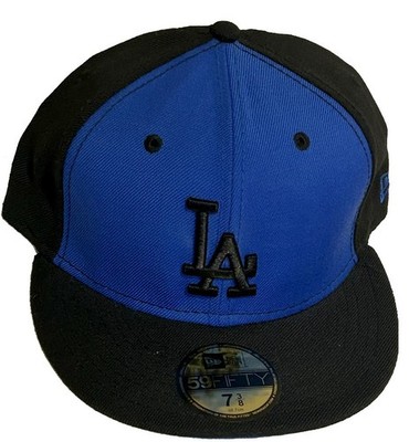 NEW Authentic MLB New Era Los Angeles Dodgers Black & Blue Fitted 59Fifty Hat