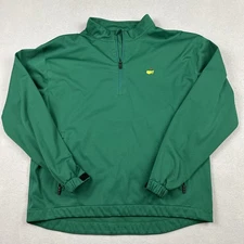Masters Tech Golf Jacket Men Medium Green 1/4 Zip Windbreaker Logo Golfer M *
