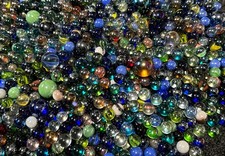 2 LB Bag Of Mixed Iridescent Marbles Some Shooter Size
