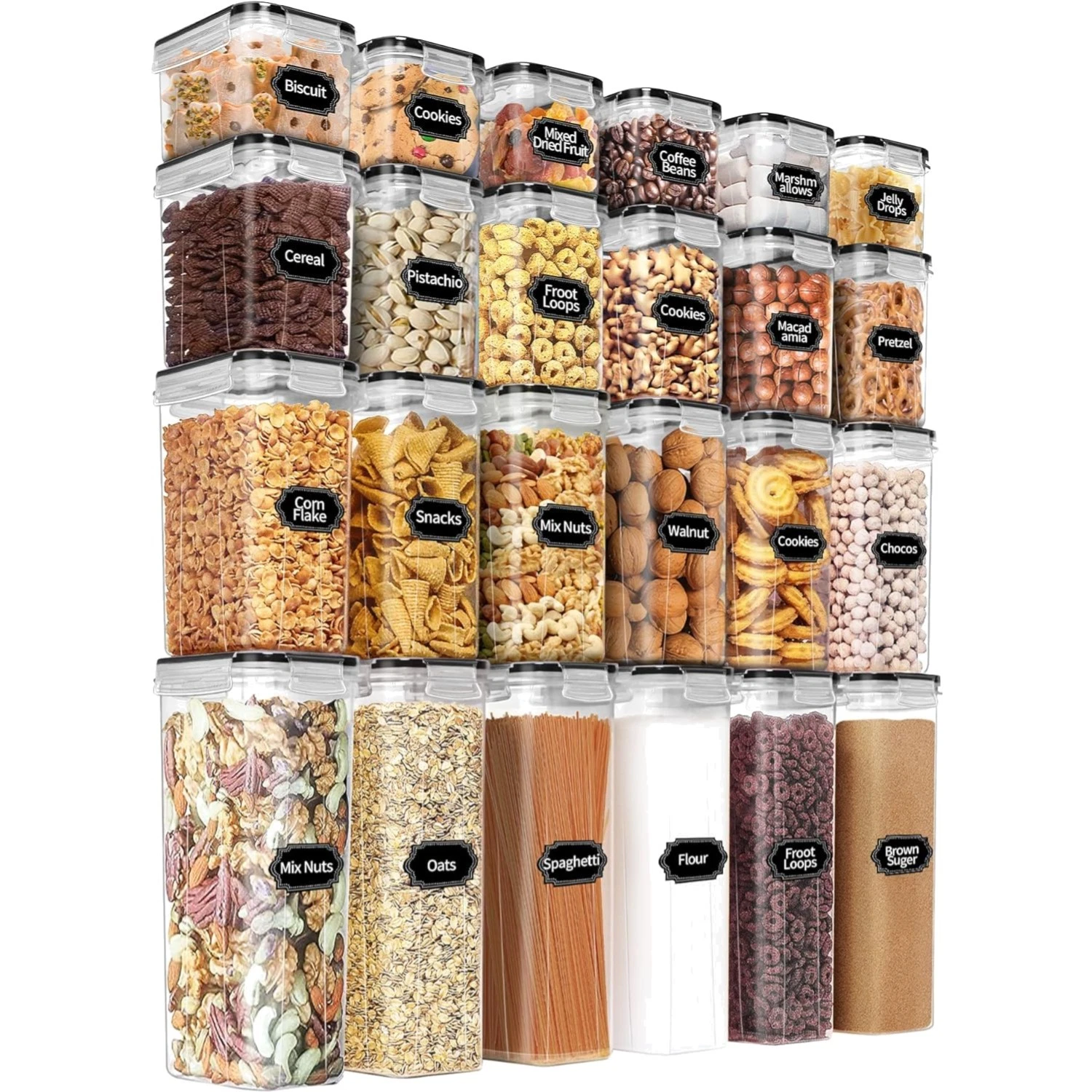 Airtight Food Storage Containers Set with Lids 24 PCS BPA Leak-proof Kitchen ...