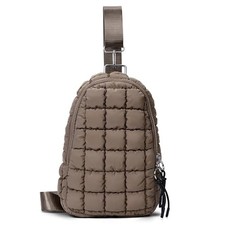 Puffer Bag Quilted Sling Bag for Women Crossbody Purse Sling Dark Khaki