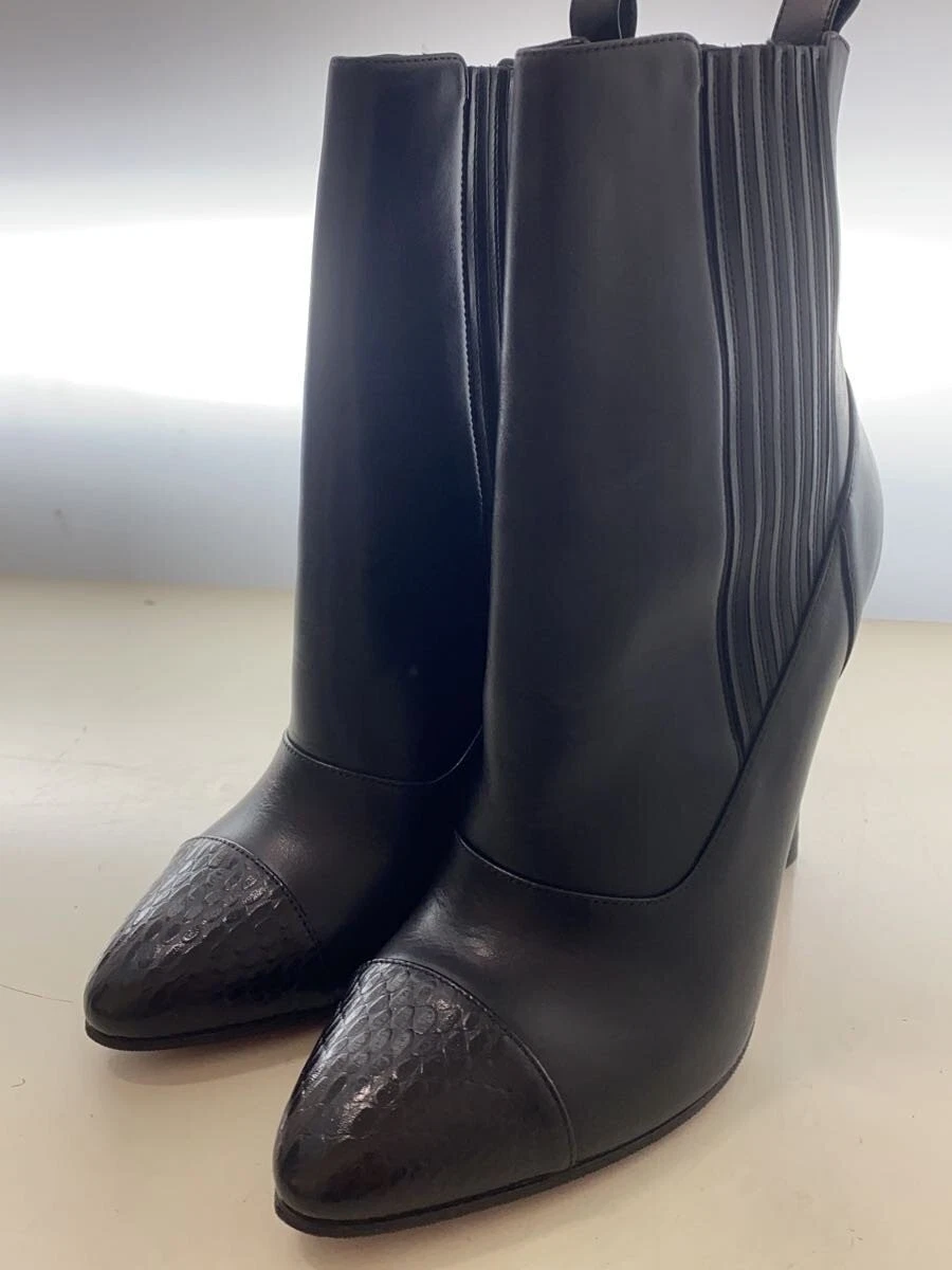 Christian Louboutin — CHRISTIAN LOUBOUTIN Boots Heel Sandal Black Leather EU:37 US:7 Shoes