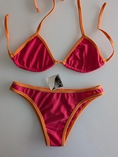 Pink Orange Triangle Halter Bikini Set 2 Piece Set Lycra S NWT Women's Swimwear