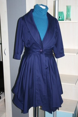 Rarität! Design Ringspun Harlequin Trenchcoat, Mantel, Kleid, Gr. 2 (36/38, S)