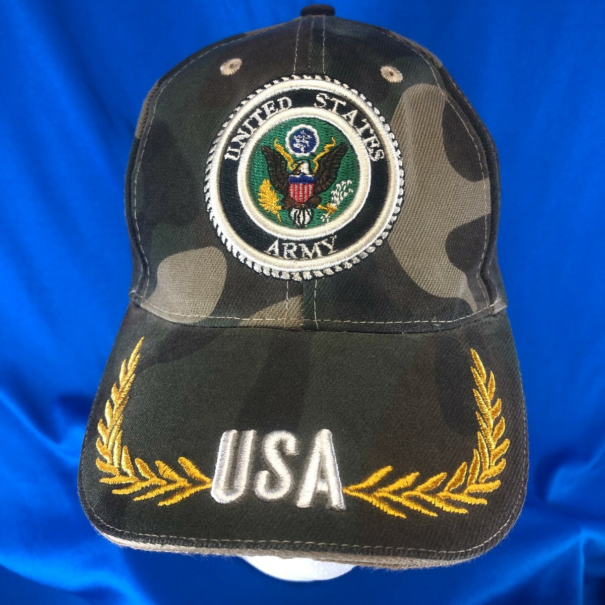 Patches of Upcycling Camo Hat EUC Vintage-Camo Hat with Elk Leather Patch – Motion Ducks, LLC main image 4