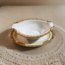 Vintage Noritake Goldcella Gravy Boat W/Attached Under Plate Real Gold Very Rare