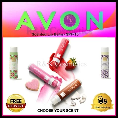 Avon BUY 1 GET 1 FREE Scented Lip Balm SPF-15 ~STRAWBERRY - SUGAR COOKIE