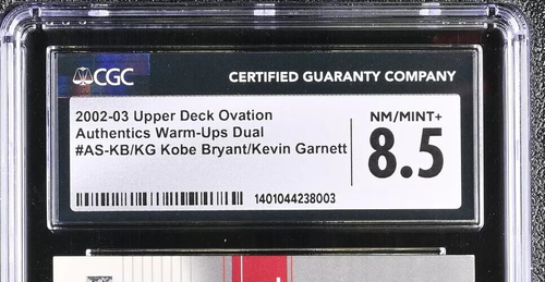 2003 Kobe Bryant Kevin Garnett NBA All Star Game Used Dual Relic Patch CGC 8.5 - Picture 7 of 7