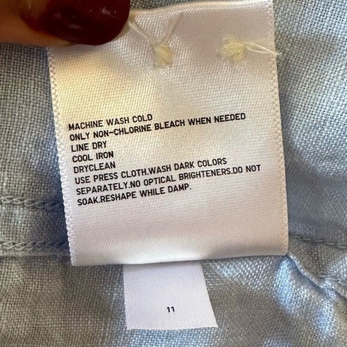 Uniqlo Shirts Men's Large Light Blue 100% Lenin Long Sleeve Button Down Shirt - Picture 7 of 12