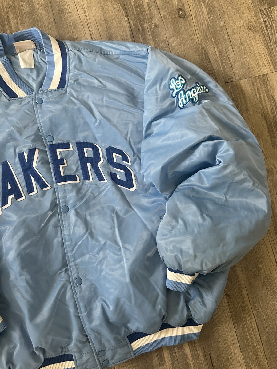 Lakers ジャケット ホワイト ブルー ともきん Hardwood Classics NBA Los Angeles Lakers Baby Blue Satin