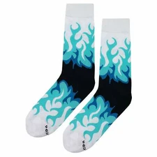 NWT Blue Flame Dress Socks Novelty Men 8-12 Multicolor Crazy Fun Sockfly