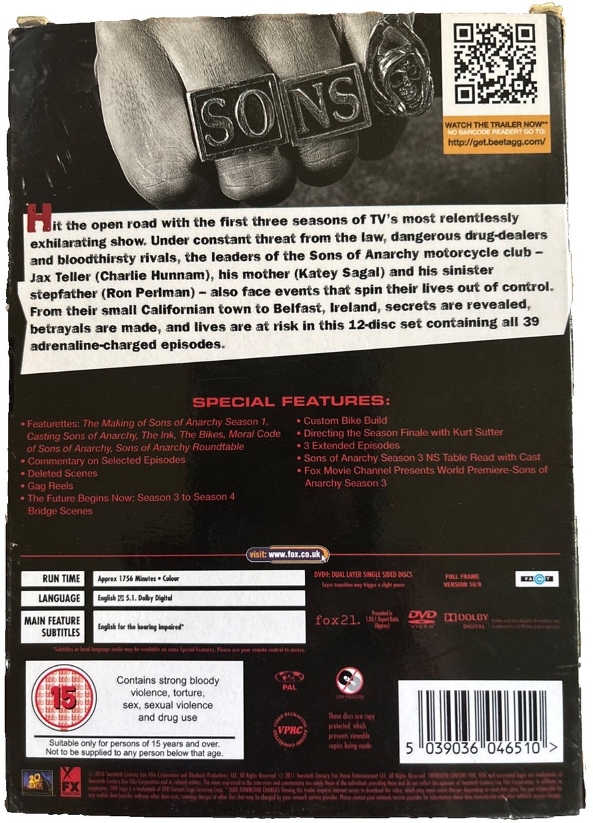 DVD NEW: Sons of Anarchy (Season 1-3) 2008 Action Crime Drama