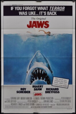 Jaws R1979 Orig 27X41 NM Film Poster Roy Scheider Robert Shaw Richard Dreyfuss