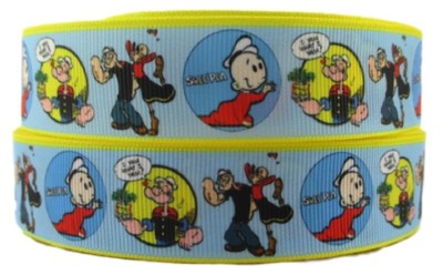 Popeye TV Series Characters 1'' Wide Repeat Ribbon Sold in Yard Lots -USA SELLER