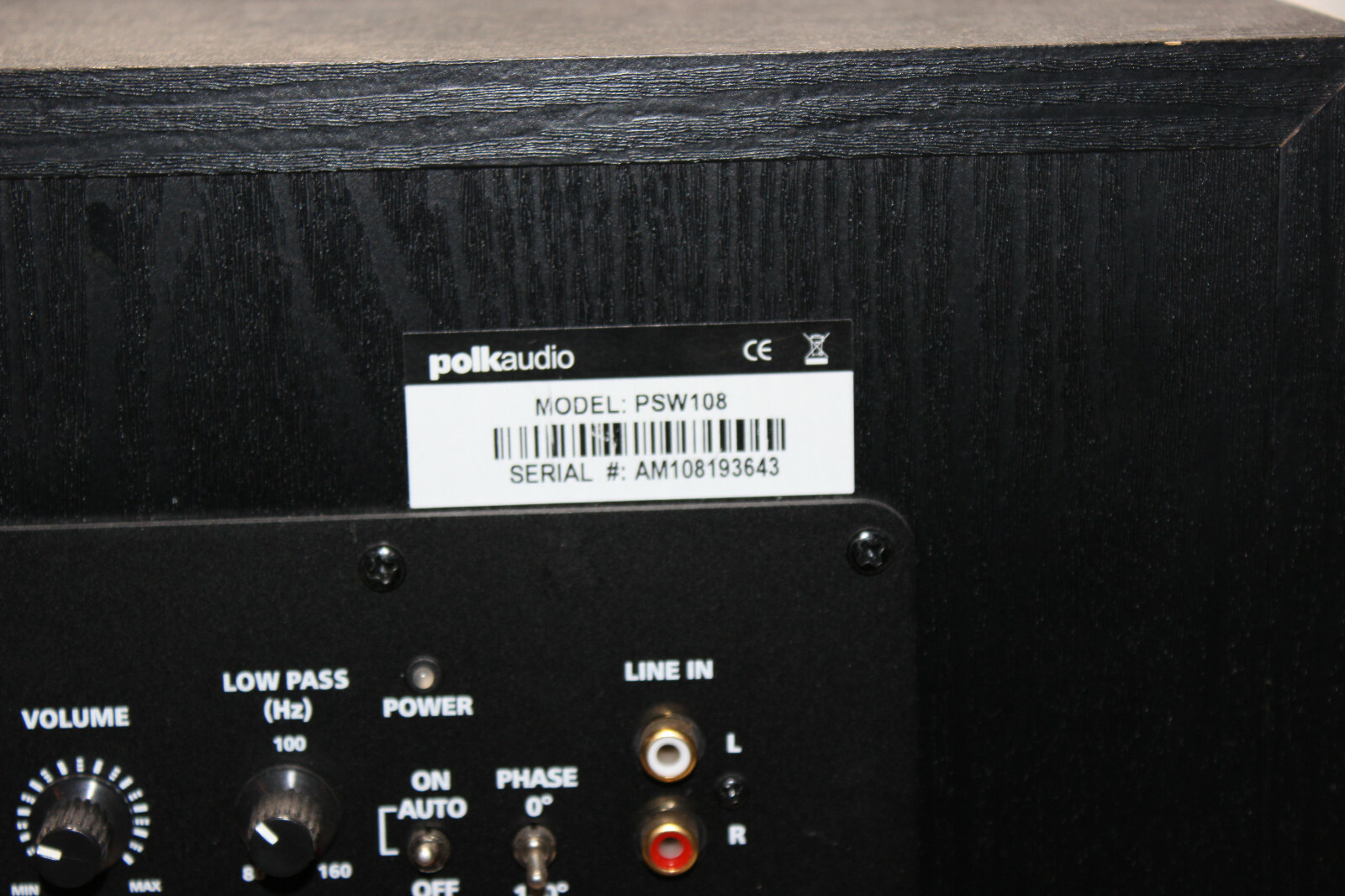 polk audio model psw108