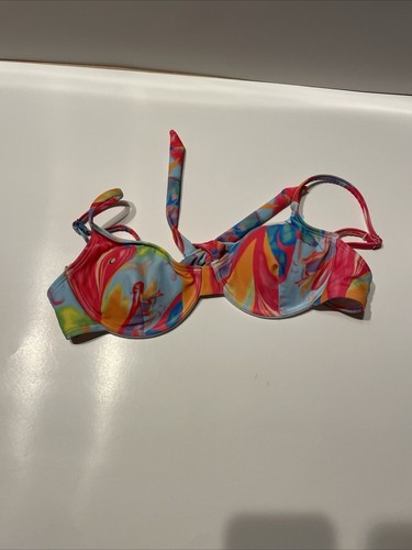 Vintage Damen Bügel Bikini Oberteil Größe S Mehrfarbig Blumenmuster Neckholder Neu ohne Etikett - Bild 6 von 7