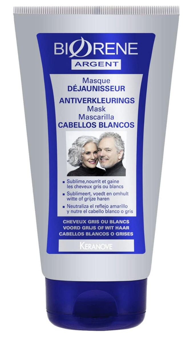 Masque déjaunisseur BIORENE lot de 2 soins cheveux blancs et gris 150ml