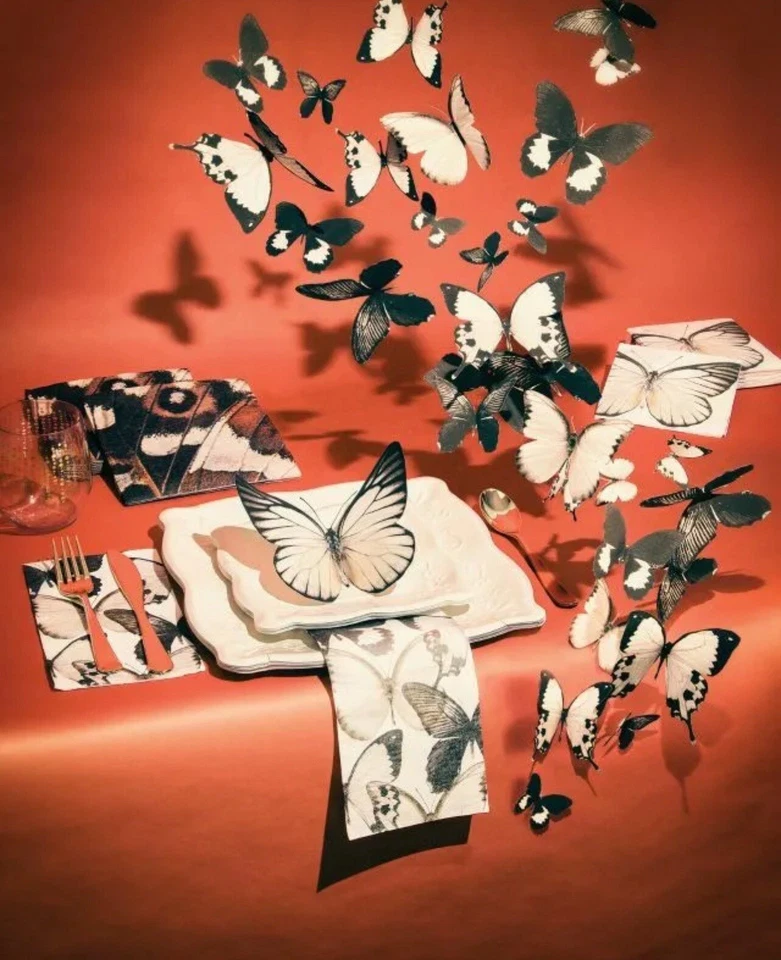 Guardanapos de bebidas Elise Entomount borboleta 3 dobras papel pacote com 24 utensílios de mesa para festa - Imagem 2 de 2