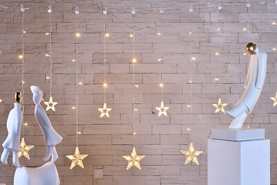 LED Curtain Light 108 Bulbs w/ 12 Illuminated Strands & Star Shaped LEDs