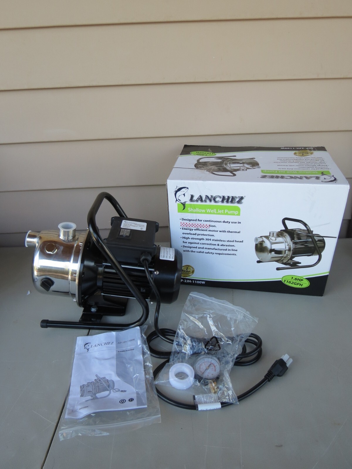 LANCHEZ 1.6 HP SHALLOW WELL JET PUMP PORTABLE STAINLESS 1162