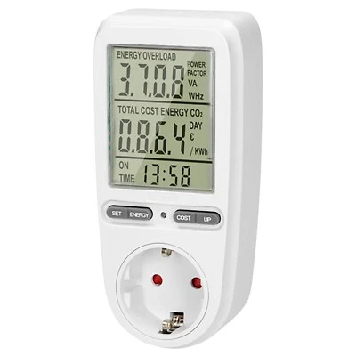 ORNO Energiemesser Stromzähler für Steckdose +digital Display Messgerät Energiekosten