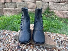  Antique VICTORIAN Leather Child BABY Shoes Boots Edwardian Doll Toddler VTG 