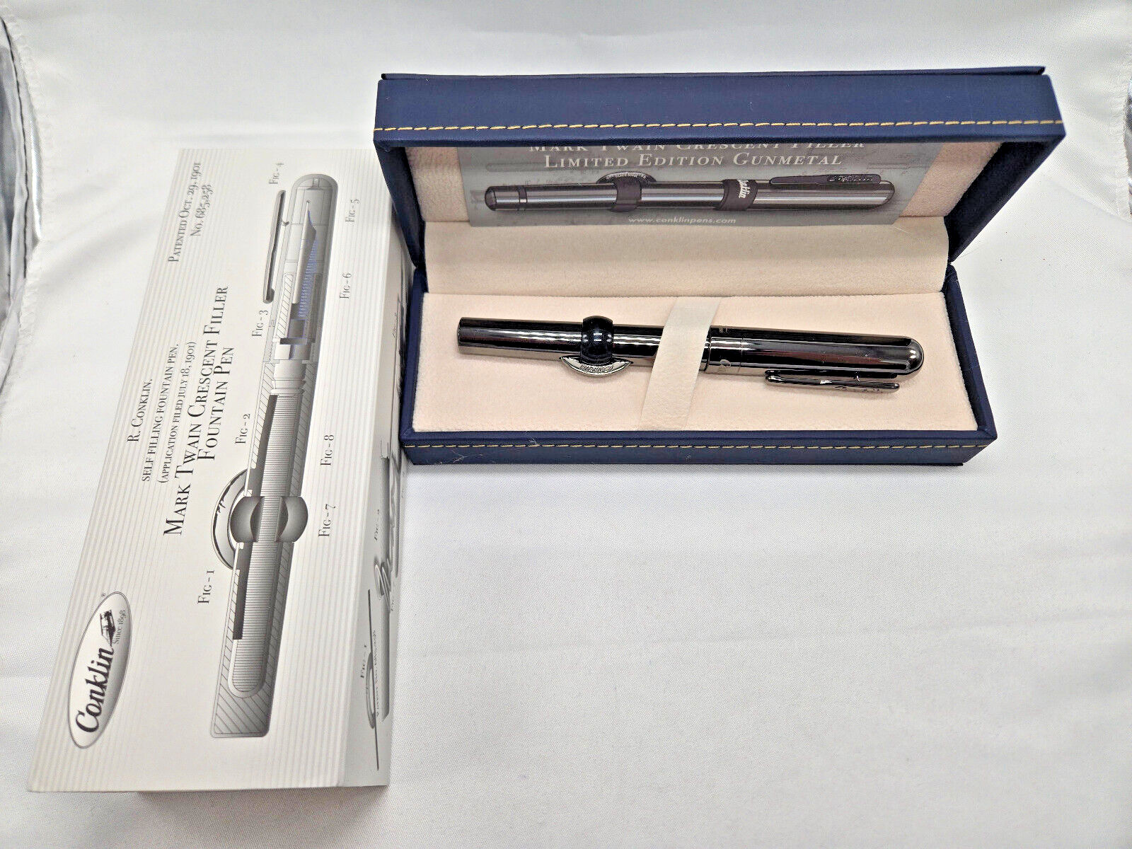 Conklin Mark Twain Gunmetal Crescent LTD ED (1898) FP - M Nib