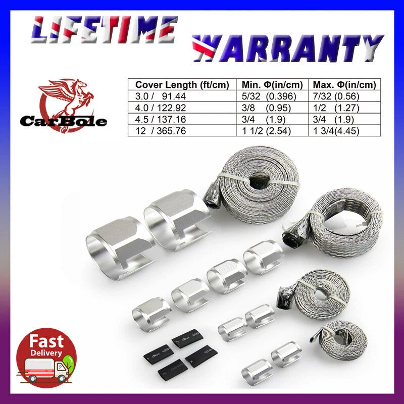 Blue/Red/Silver Braided Hose Steel Sleeve Kit Radiator Heater Fuel Line Covers - image 4 of 4