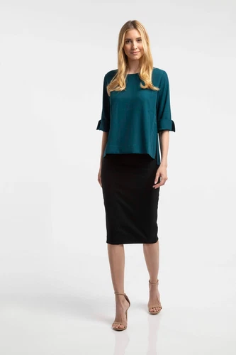 Womens Ponte Classic Below The Knee Pencil Straight Skirt