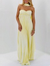 Elegant Scarf Strapless Ruched Pleated Flowy A-Line Evening Gown