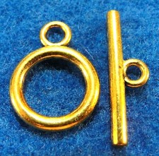 10Sets Tibetan Antique Gold ROUND Toggle Clasps Connectors Hooks Findings C313