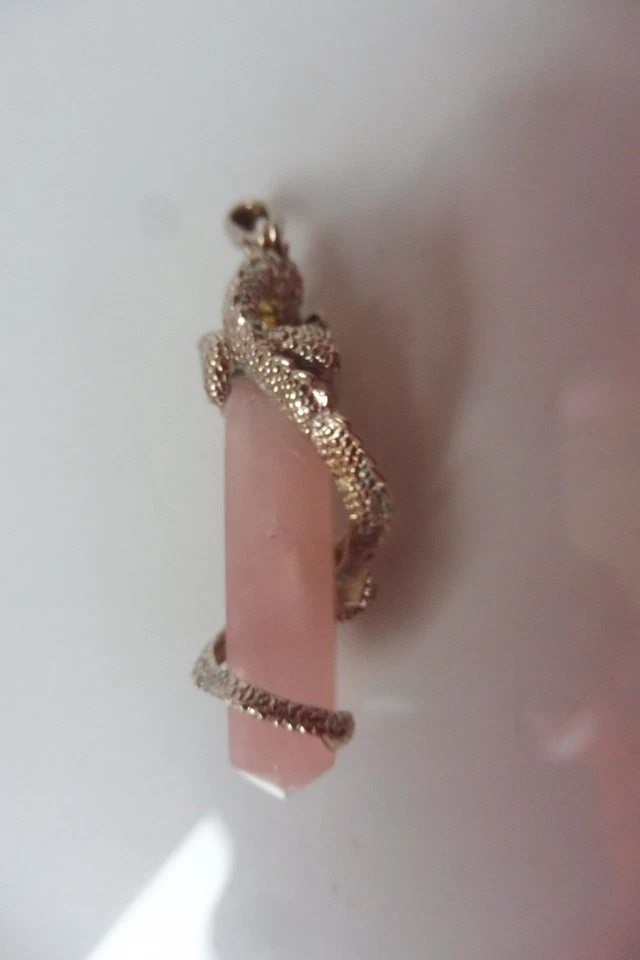 Pendente Da Tetto 925 Argento Con Quarzo Rosa, Molto Bello Pendente A Catena - Immagine 2 di 4