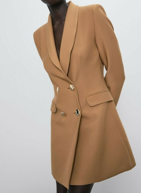 zara double breasted coat camel