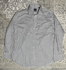 DANIEL HECHTER Paris Men's Size 16 34-35 Button Down Long Sleeve Checkered Shirt