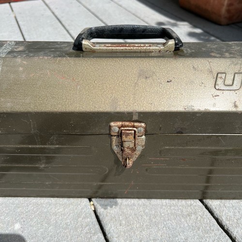 Union VTG Metal Tool Box Utility Chest & Inner Tray Rusty Gray 19x6” - Picture 16 of 20