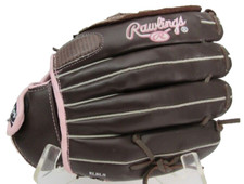Rawlings WFP120 12" Fastpitch Softball Glove - RHT, Brown Pink, Leather Palm