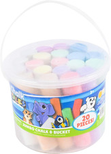 Sidewalk Chalk Set for Kids with Storage, Washable, Jumbo Colored Chalk for Outd