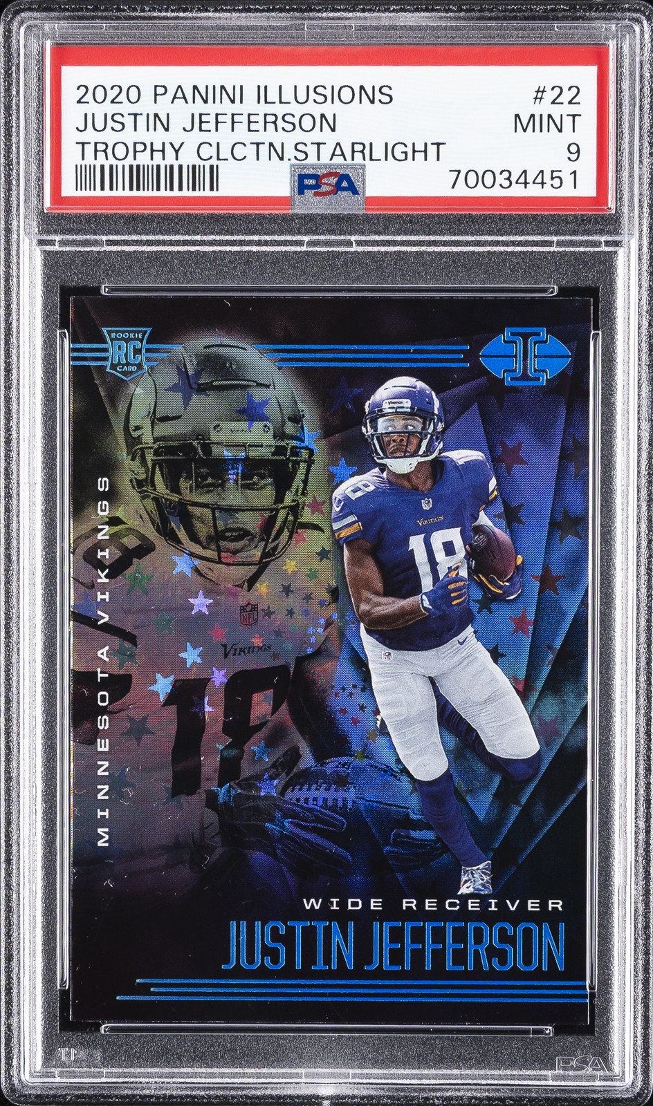 2020 PANINI ILLUSIONS TROPHY COLL STARLIGHT #22 JUSTIN JEFFERSON ROOKIE RC PSA 9