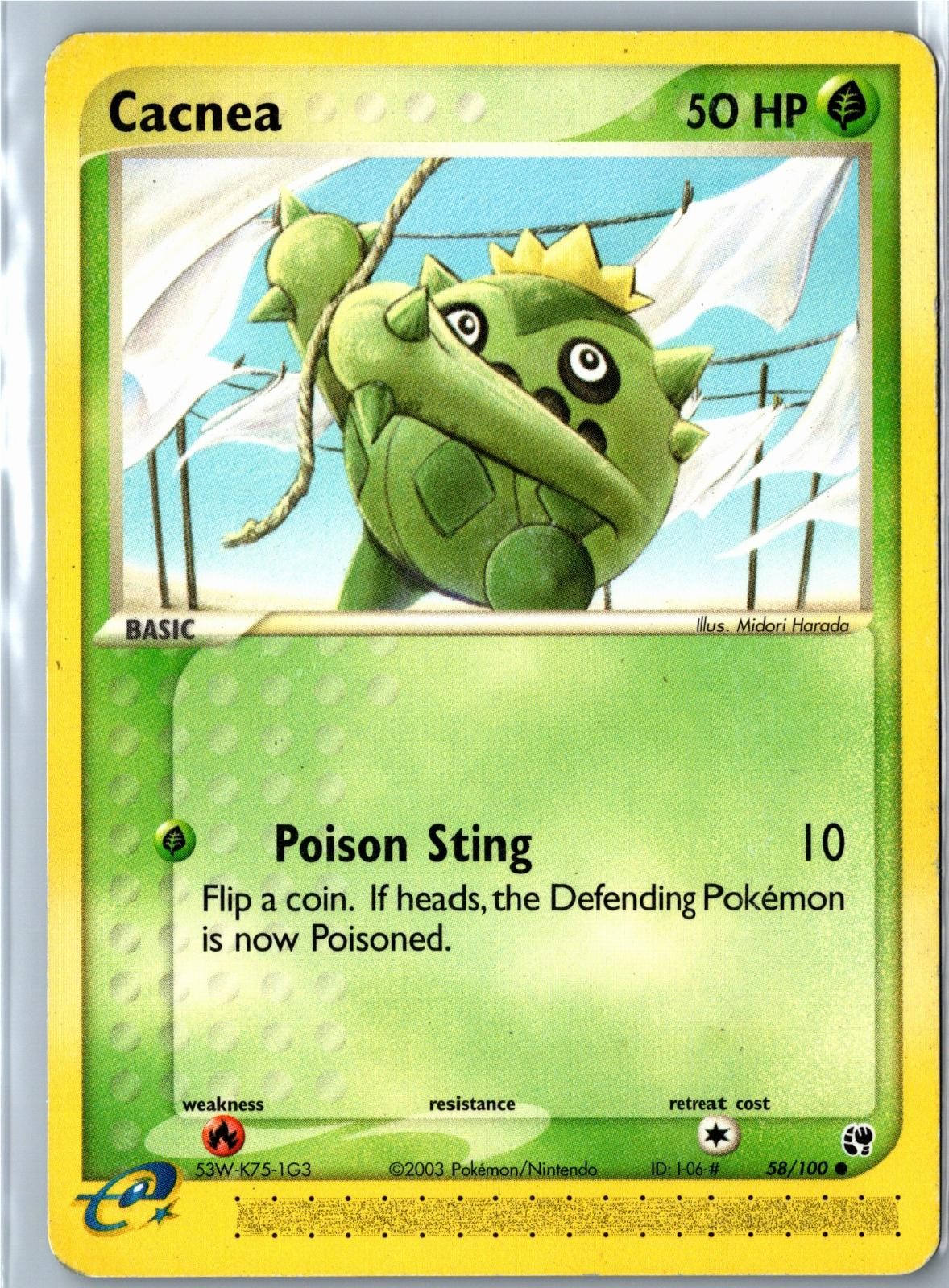 Pokemon Card - Cacnea Sandstorm 58/100 Common - Vintage HP