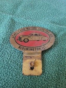 Vintage 1940s State Farm License Plate Topper Auto Insurance Plaque Emblem Tag