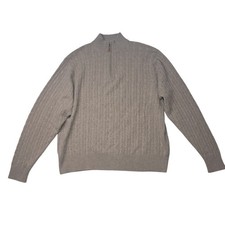Peter Millar Quarter Zip Sweater Men's XL Cashmere Tan Cable Knit Luxury Preppy
