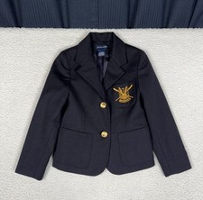 RALPH LAUREN Blazer Jacket Youth Kids 4 Black Wool Made in Italy Crest